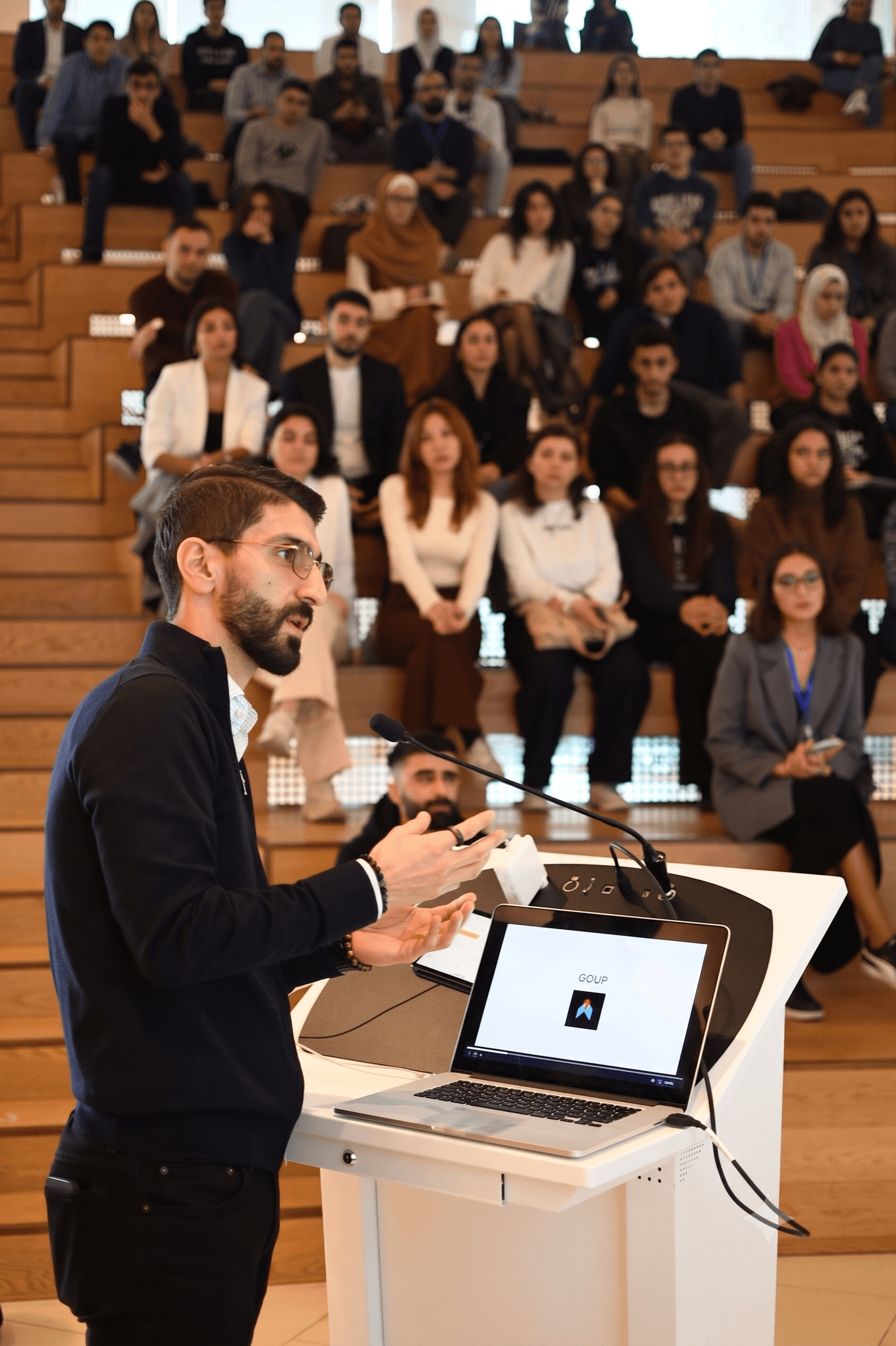 Tony Mamedbekov speaking at ADA University