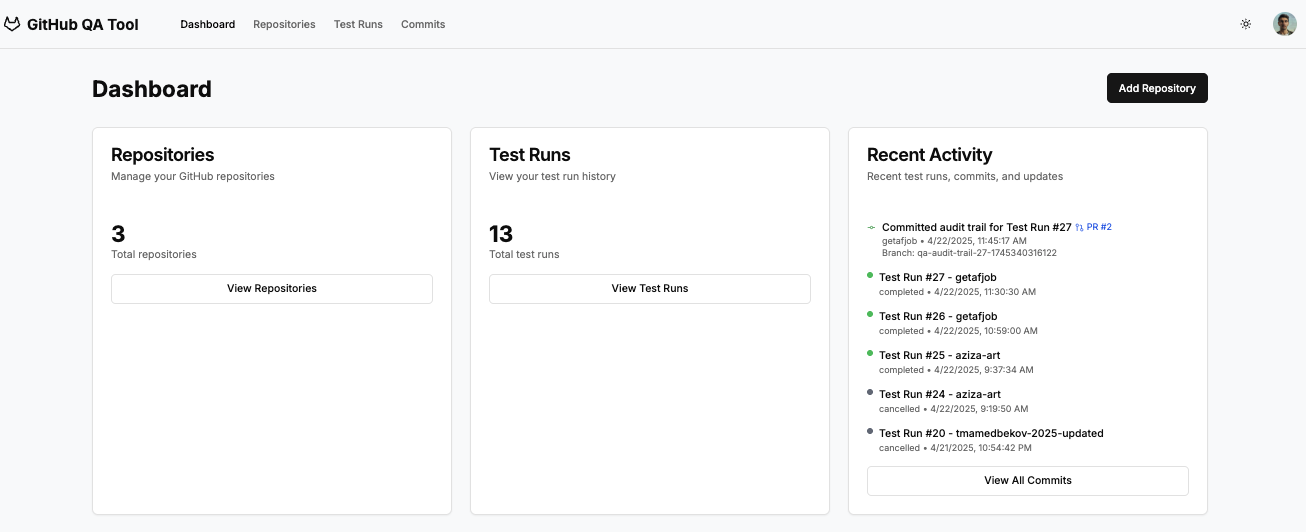 Automated QA Engineer for GitHub Repositories screenshot 1 of 1